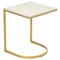 Contemporary Home Living 24" Gold and White C-Shaped Accent Table with Marble Top